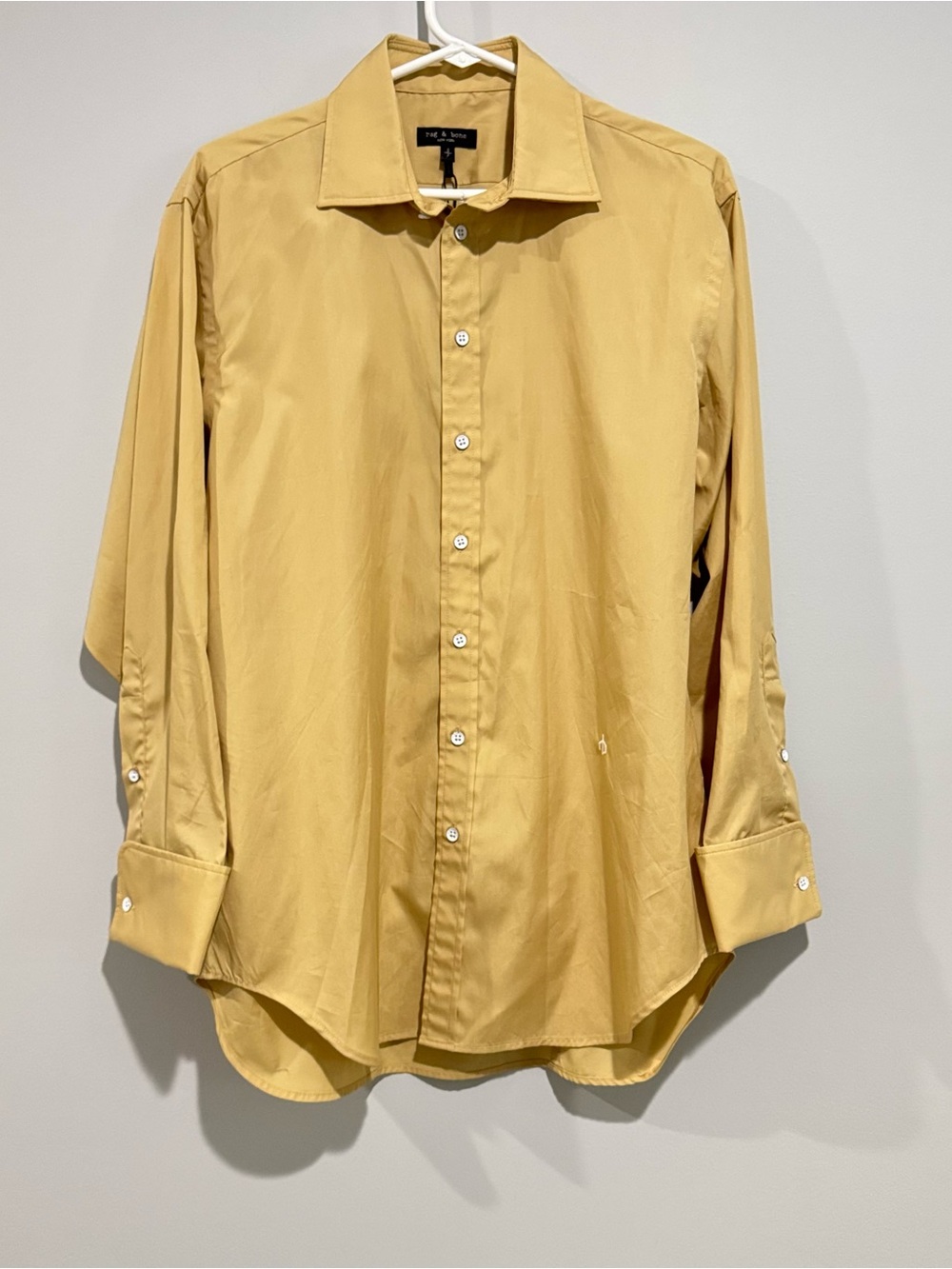 NWT Rag & Bone women Long Sleeve Button Up Dress Shirt Mustard Yellow Cotton s